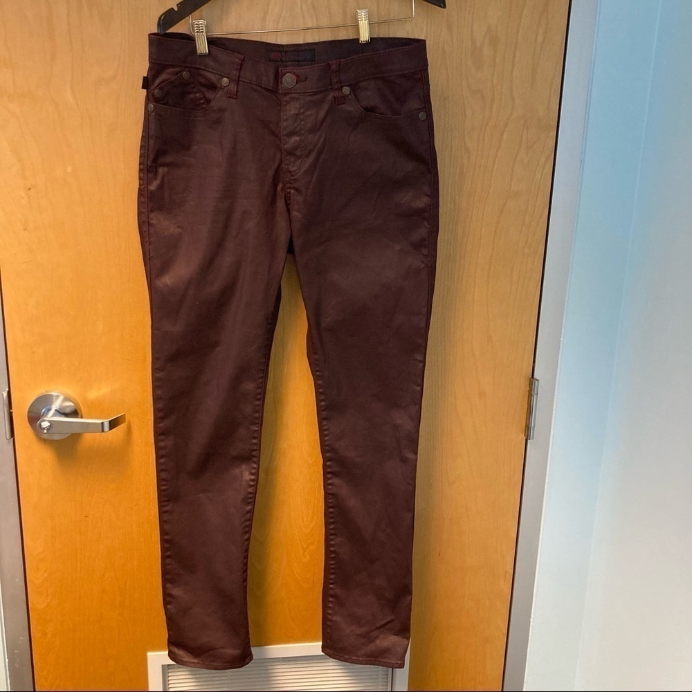 ROCK & REPUBLIC Sz 14 Berlin Coated Dark Burgundy Maroon Jeans
